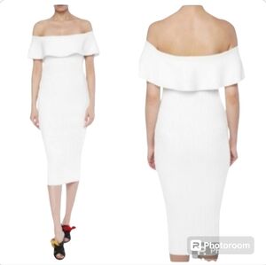 KENDALL & KYLIE White Pencil Ribbed Midi Dress